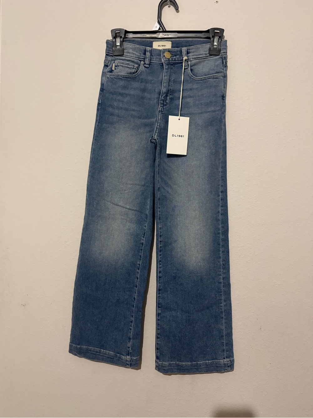 NEW DL1961 Wide-Leg Mid Blue Denim girl Jeans